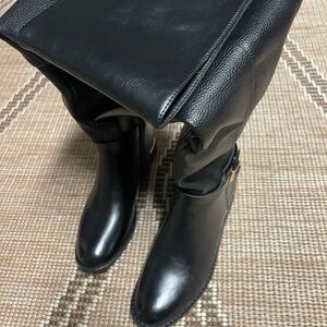 Chic Black Leather Riding Boots